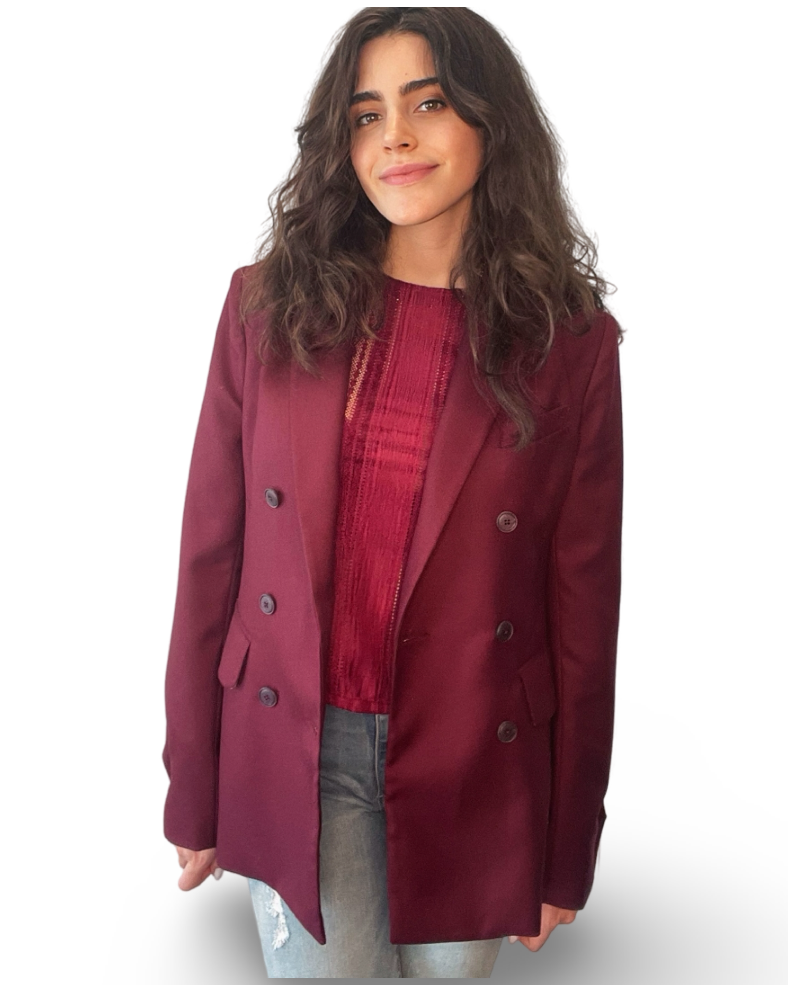 Magenta- Double Breasted Blazer