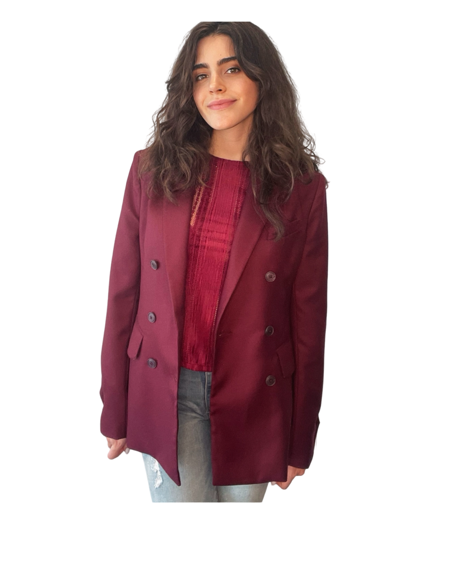 Magenta- Double Breasted Blazer