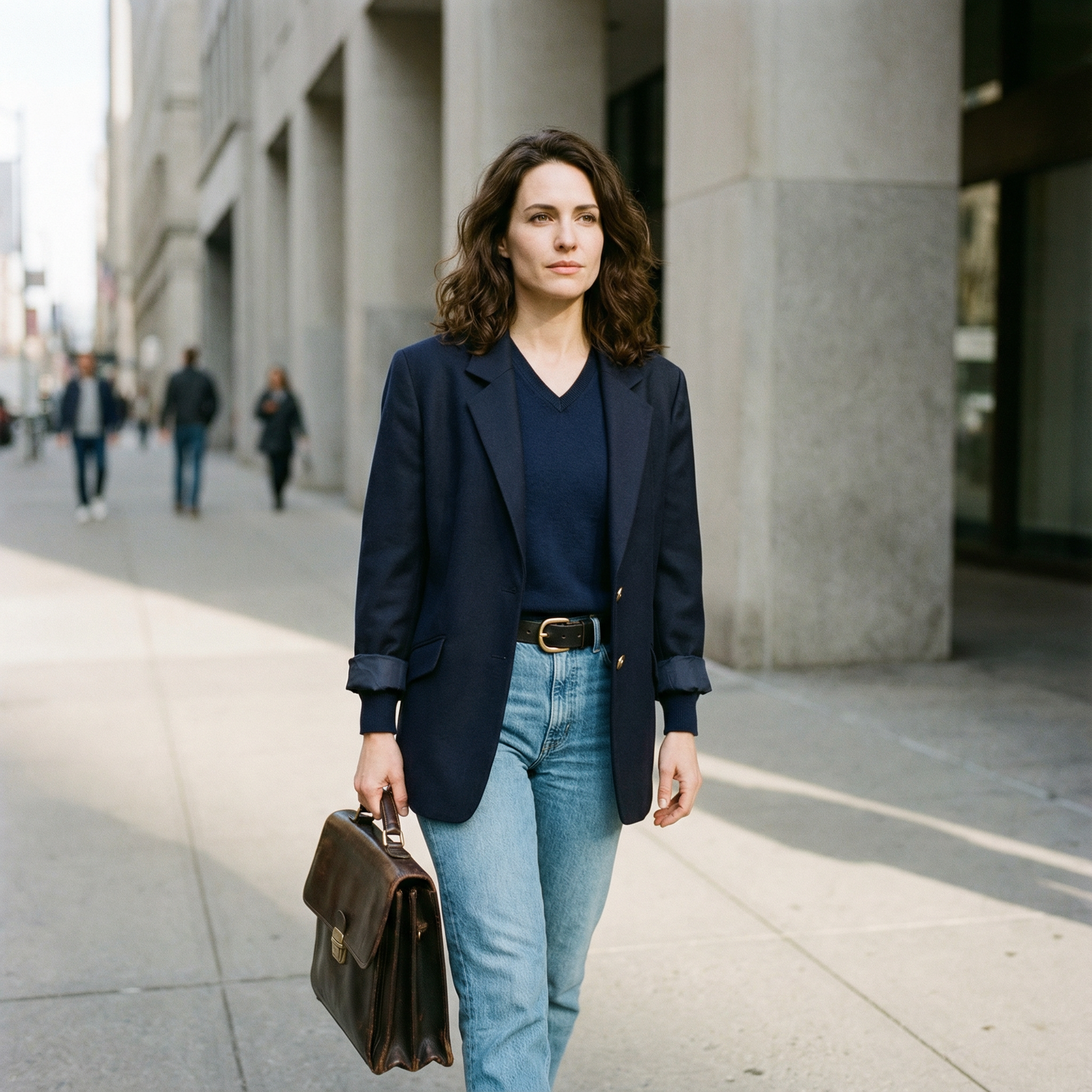 Oversized Boyfriend Blazer – True Navy Worsted Wool