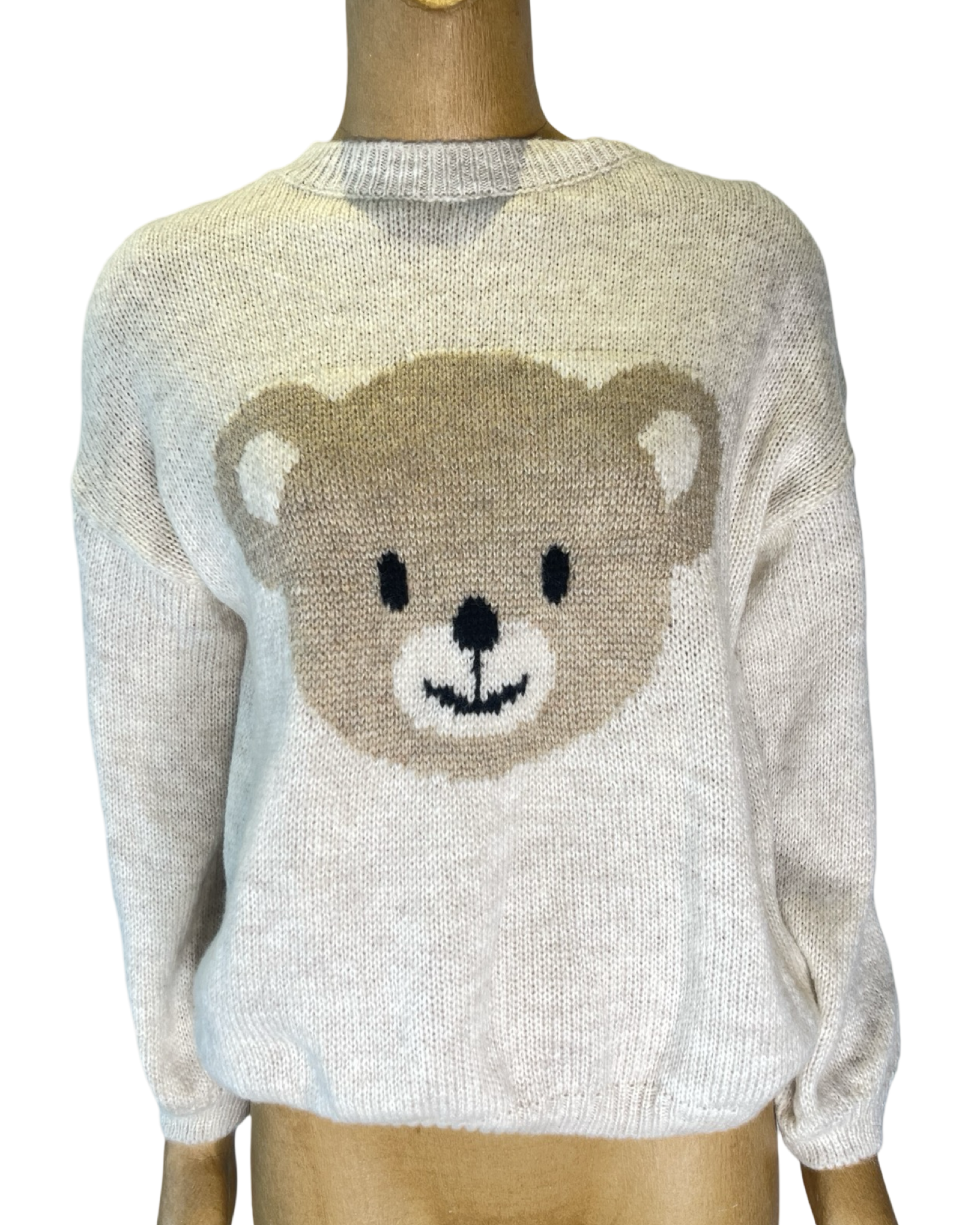 Italian oversized Neutral Sweater -Bear