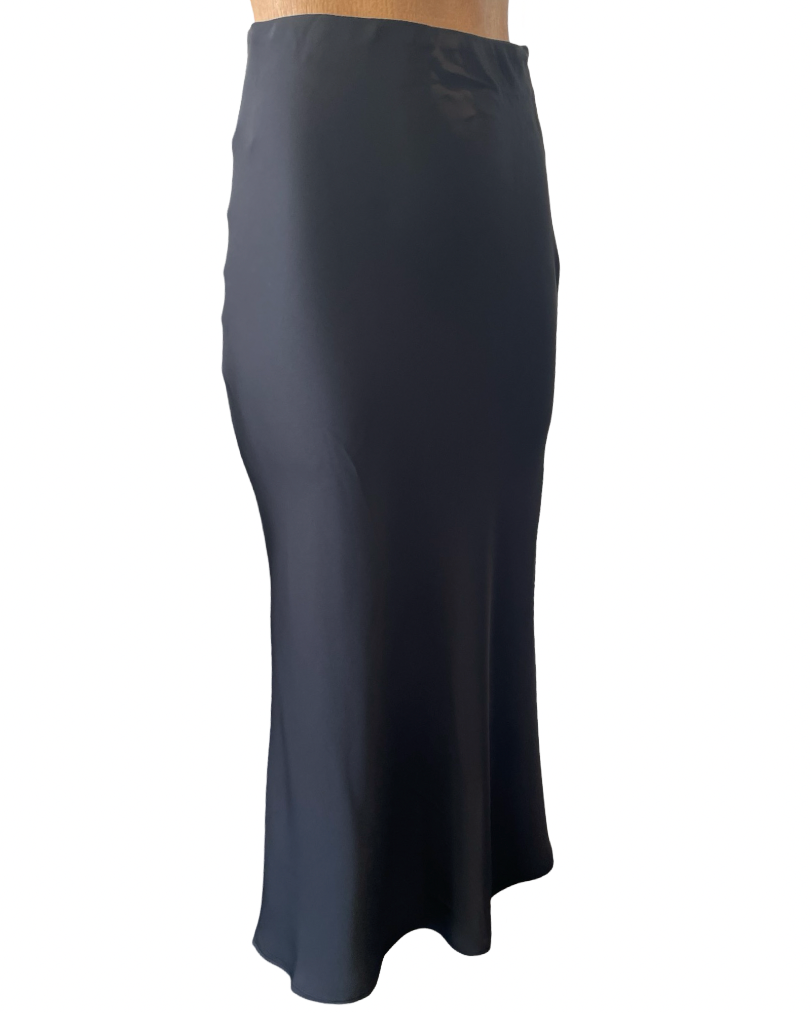 Silky Midi Skirt -Black