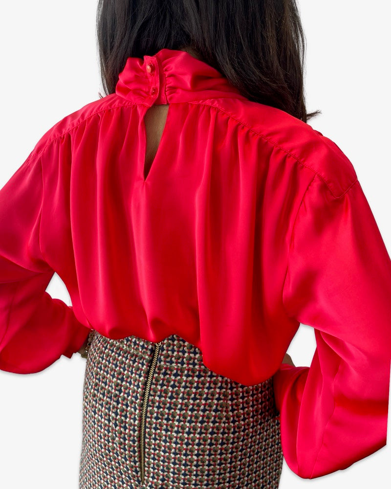 Vintage Vera Blouse- Fire Red