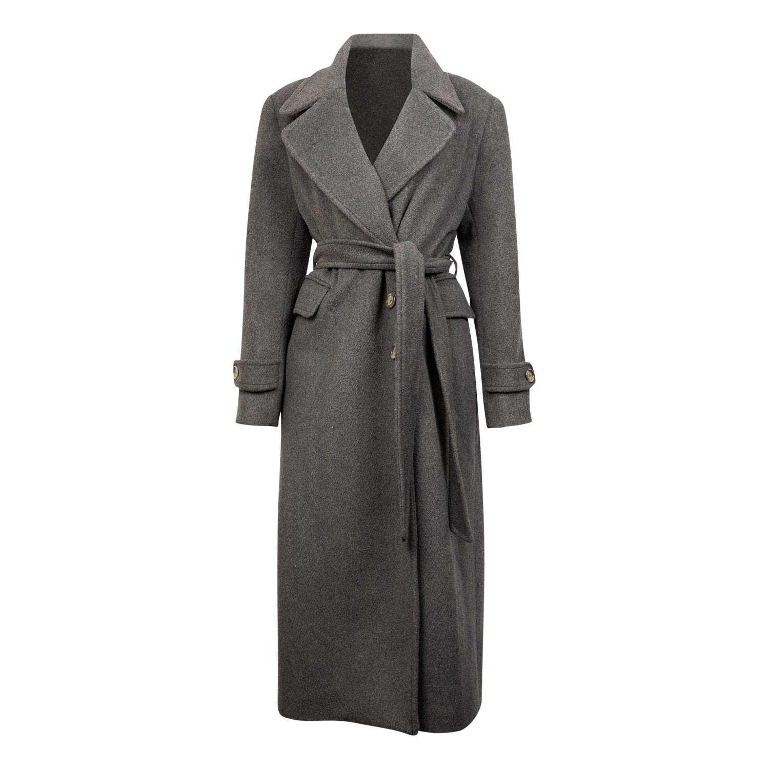 Miranda Wool Wrap Coat in Grey