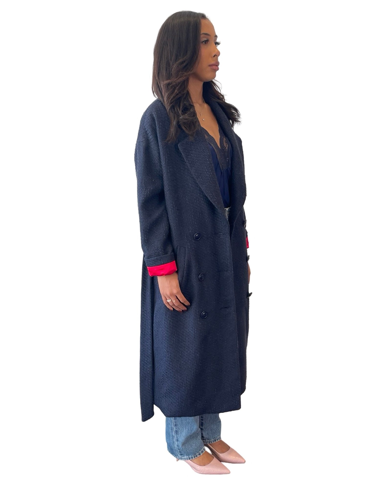 Calliope Maxi Coat - Woven Navy