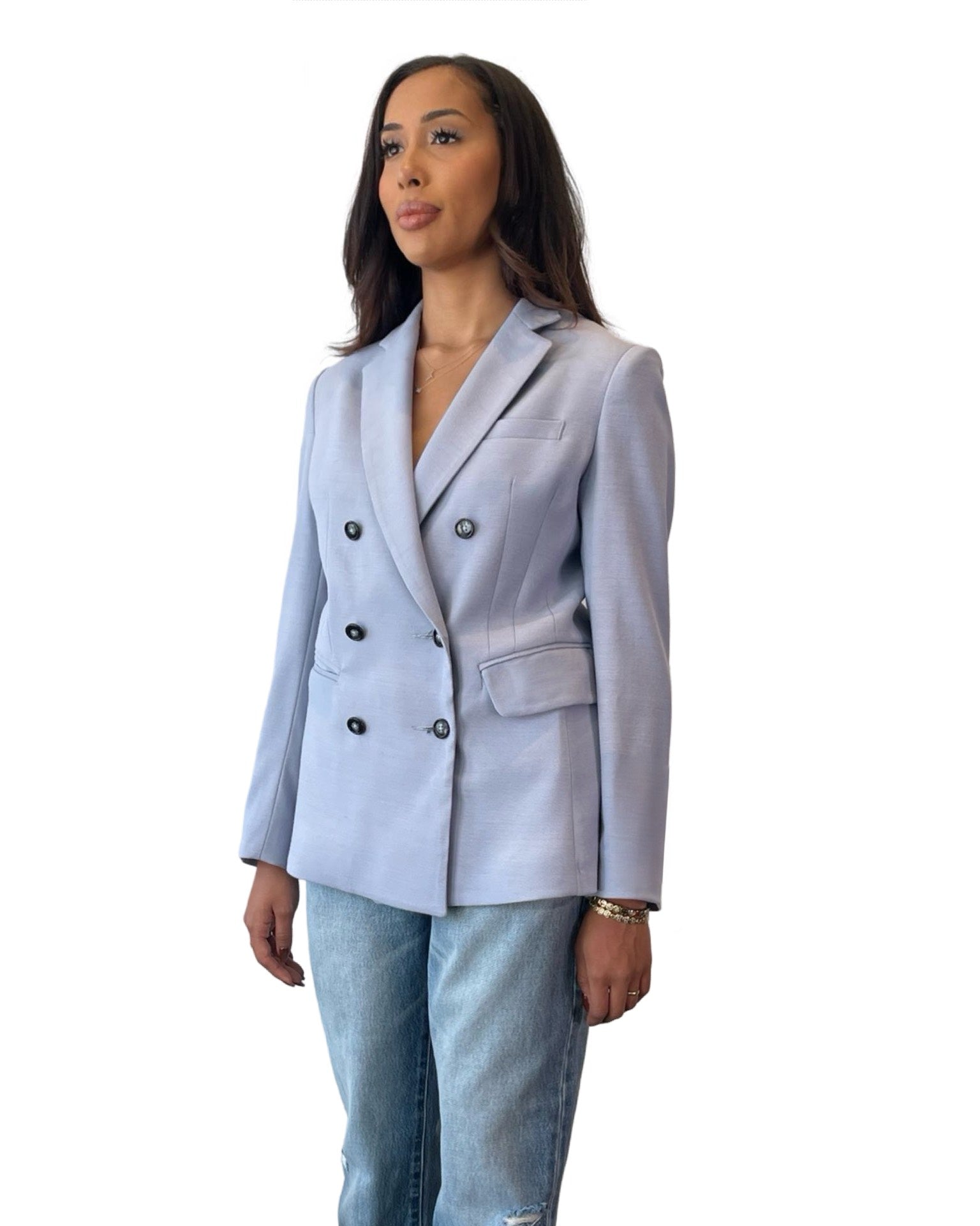 Pale Blue Blazer - Double Breasted