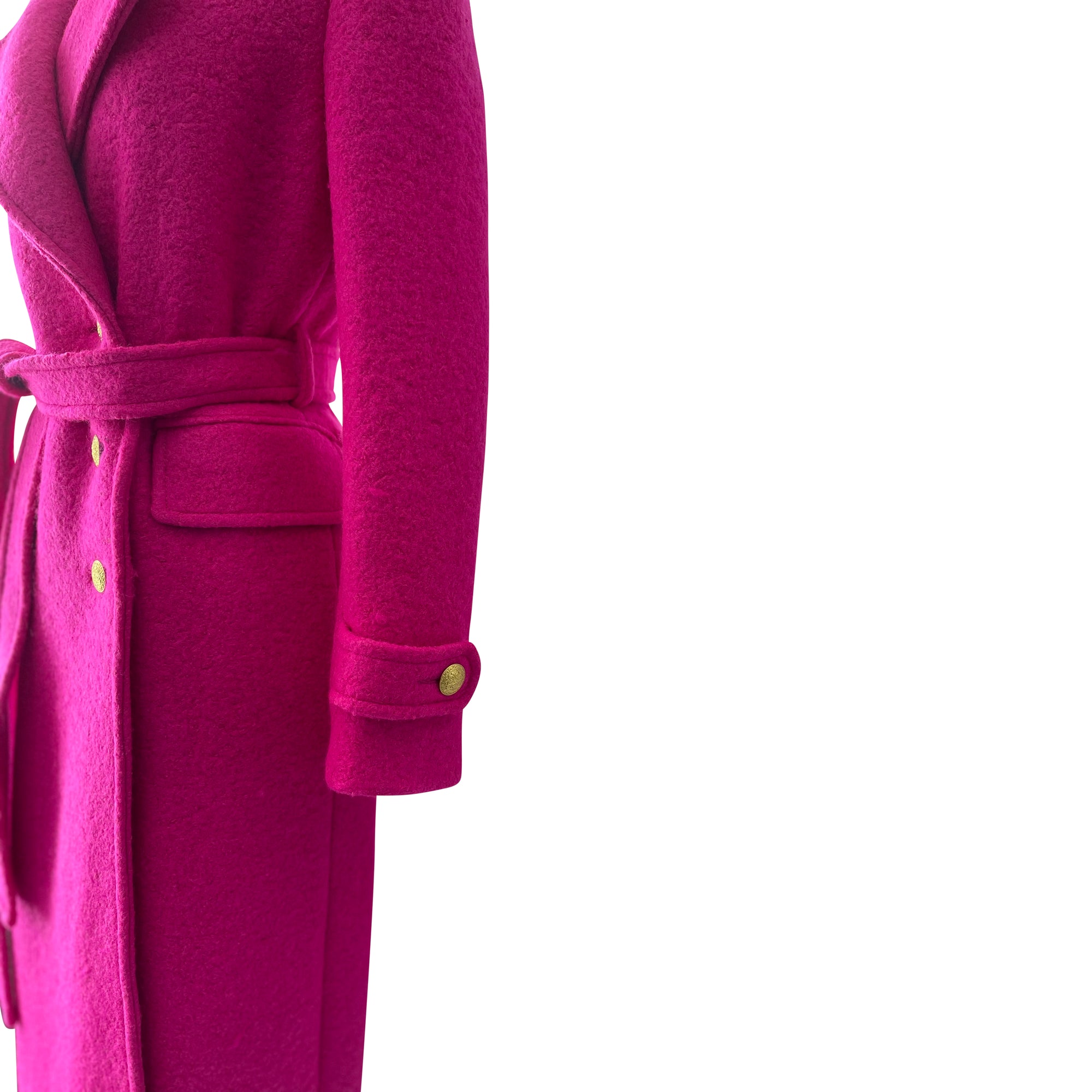 Miranda Wool Wrap Coat in Hot Pink