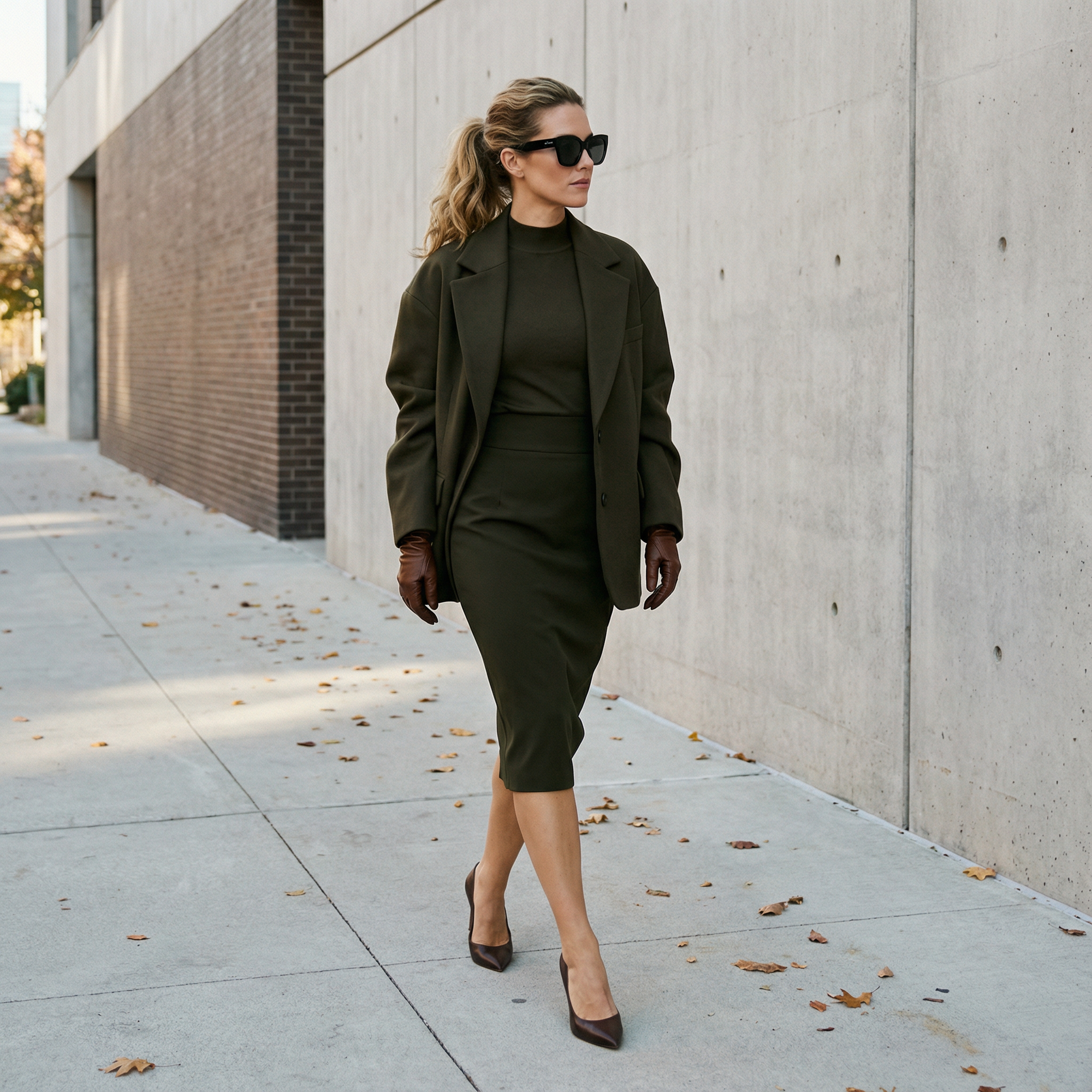 High Waisted Pencil Skirt - Midnight Green