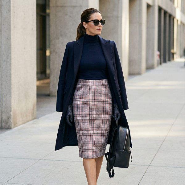 High Waisted Pencil Skirt - Plaid