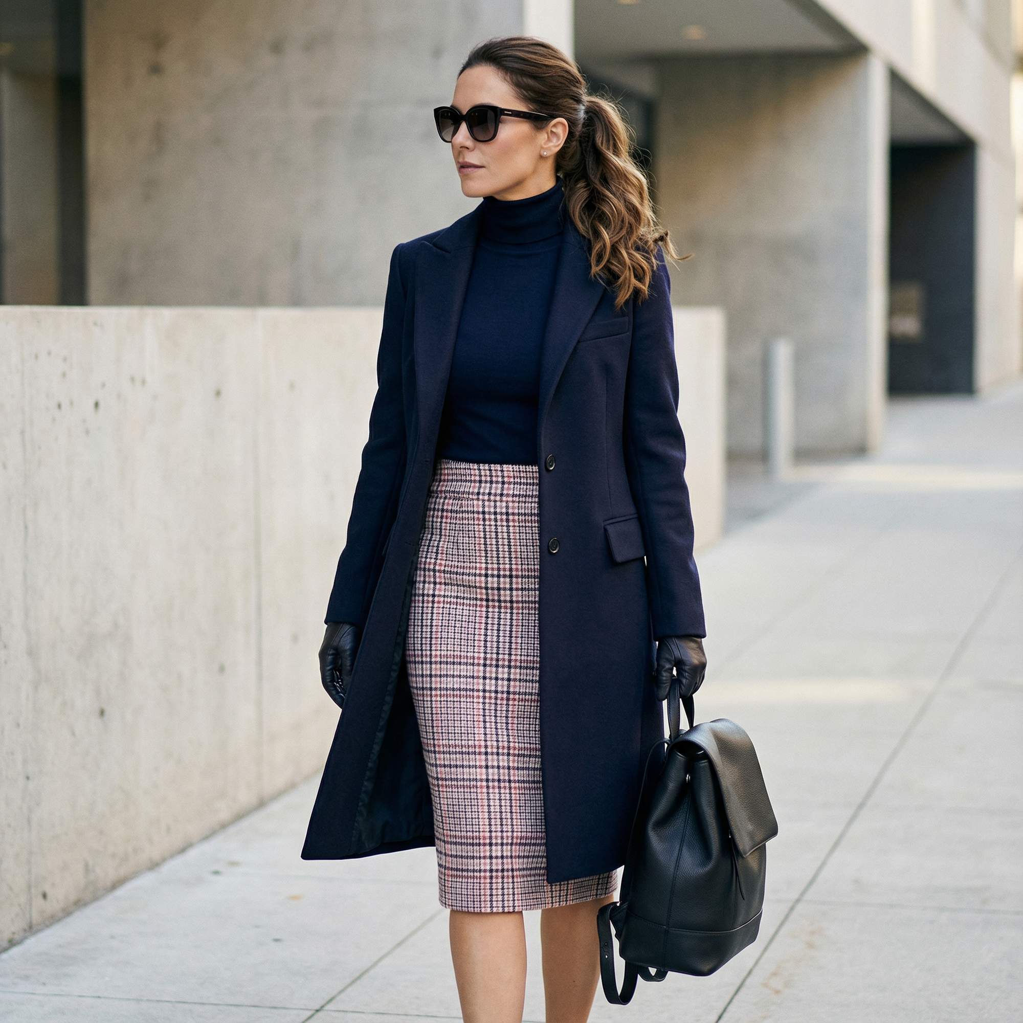 High Waisted Pencil Skirt - Plaid