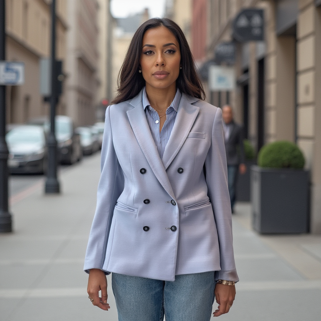 Pale Blue Blazer - Double Breasted