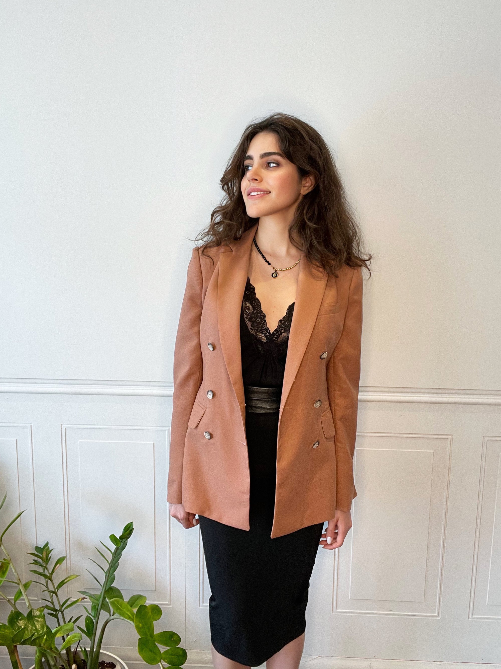 Blush Coral - Double Breasted Blazer