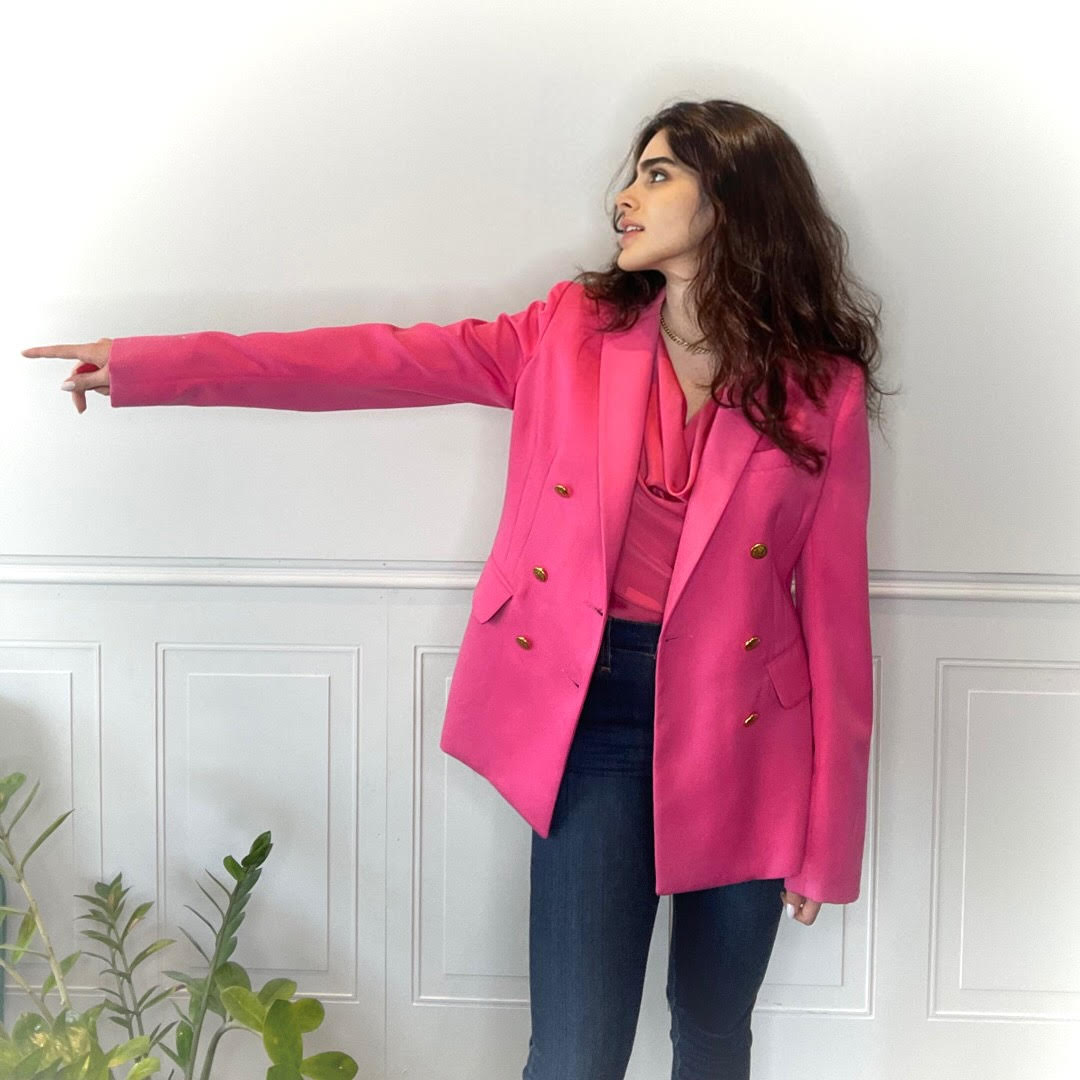 Classic Double Breasted Blazer - 80's Pink